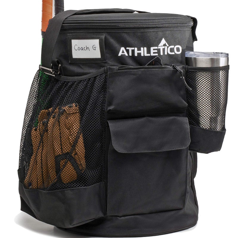 Athletico Baseball Bucket Cover Organizer - Baseball Bucket Bag With Padded Seat (Black) - Image 1